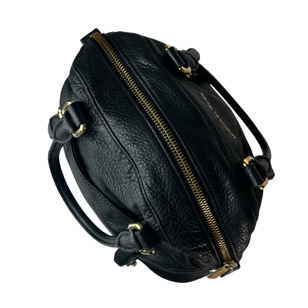 Michael Kors Black Pebbled Leather Satchel Tote Bag Gold Hardware Large Handbag - Picture 8 of 12